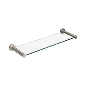 SPIN Glass Shelf Brushed Nickel 400mm by Highgrove Bathrooms, a Shelves & Hooks for sale on Style Sourcebook