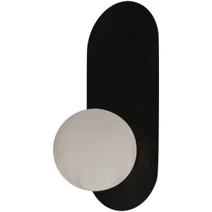 Calibo Crest Alabaster Glass 120mm Orb Wall Light Oval Plate 320mm Black by Calibo, a Outdoor Lighting for sale on Style Sourcebook