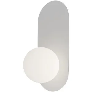 Calibo Crest Opal Glass 120mm Orb Wall Light Oval Plate 320mm White by Calibo, a Outdoor Lighting for sale on Style Sourcebook