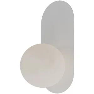 Calibo Crest Alabaster Glass 140mm Orb Wall Light Oval Plate 320mm White by Calibo, a Outdoor Lighting for sale on Style Sourcebook