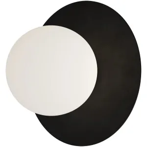 Calibo Crest Opal Glass 120mm Orb Wall Light Round Plate 200mm Black by Calibo, a Outdoor Lighting for sale on Style Sourcebook
