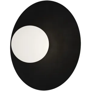 Calibo Crest Opal Glass 120mm Orb Wall Light Round Plate 300mm Black by Calibo, a Outdoor Lighting for sale on Style Sourcebook
