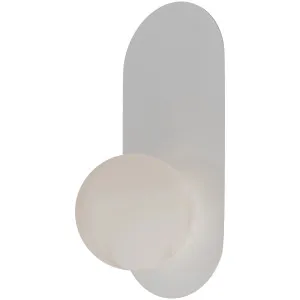 Calibo Crest Alabaster Glass 120mm Orb Wall Light Oval Plate 320mm White by Calibo, a Outdoor Lighting for sale on Style Sourcebook