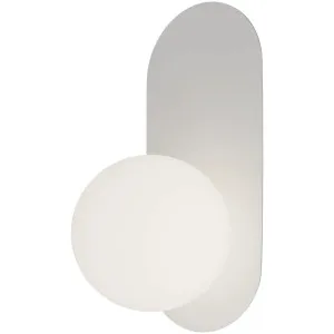 Calibo Crest Opal Glass 140mm Orb Wall Light Oval Plate 320mm White by Calibo, a Outdoor Lighting for sale on Style Sourcebook
