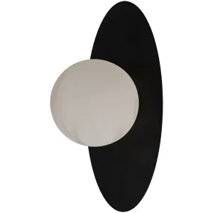 Calibo Crest Alabaster Glass 120mm Orb Wall Light Oval Plate 300mm Black by Calibo, a Outdoor Lighting for sale on Style Sourcebook