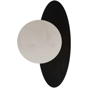 Calibo Crest Alabaster Glass 140mm Orb Wall Light Oval Plate 300mm Black by Calibo, a Outdoor Lighting for sale on Style Sourcebook