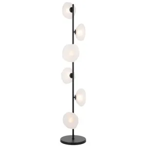Telbix Zecca 6 Light Floor Lamp Black and Frost by Telbix, a Floor Lamps for sale on Style Sourcebook