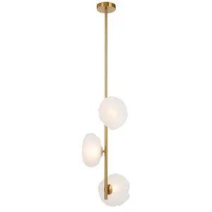 Telbix Zecca 3 Light Vertical Pendant Antique Gold and Frost by Telbix, a Pendant Lighting for sale on Style Sourcebook
