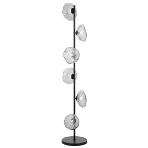 Telbix Zecca 6 Light Floor Lamp Black and Smoke by Telbix, a Floor Lamps for sale on Style Sourcebook