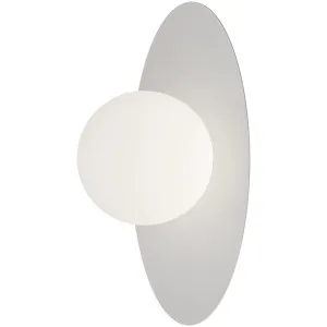 Calibo Crest Opal Glass 120mm Orb Wall Light Oval Plate 300mm White by Calibo, a Outdoor Lighting for sale on Style Sourcebook