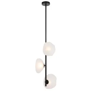 Telbix Zecca 3 Light Vertical Pendant Black and Frost by Telbix, a Pendant Lighting for sale on Style Sourcebook