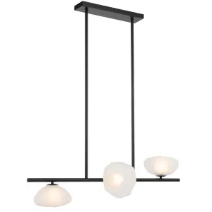 Telbix Zecca 3 Light Bar Pendant Black & Frost Glass by Telbix, a Pendant Lighting for sale on Style Sourcebook