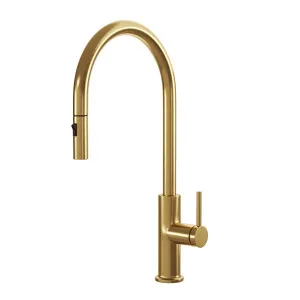 ZARA Pull-Out Kitchen Mixer Brushed Brass by Highgrove Bathrooms, a Kitchen Taps & Mixers for sale on Style Sourcebook