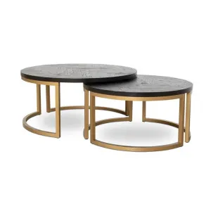 Wilma Nested Coffee Table - Peppercorn and Brass by Interior Secrets - AfterPay Available by Interior Secrets, a Coffee Table for sale on Style Sourcebook