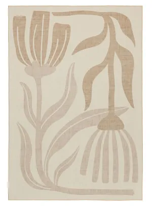 Perlha Beige and Grey Botanical Washable Rug by Miss Amara, a Contemporary Rugs for sale on Style Sourcebook