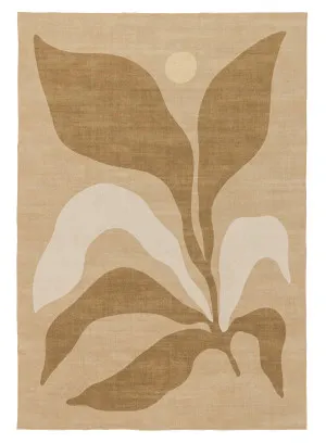 Cece Beige and Brown Botanical Washable Rug by Miss Amara, a Contemporary Rugs for sale on Style Sourcebook