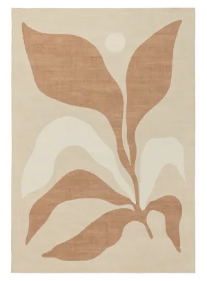 Aara Terracotta and Cream Botanical Washable Rug by Miss Amara, a Contemporary Rugs for sale on Style Sourcebook