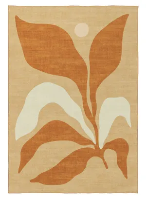 Ellie Mustard Botanical Washable Rug by Miss Amara, a Contemporary Rugs for sale on Style Sourcebook