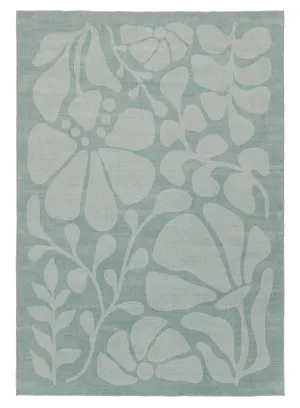 Marion Blue Botanical Washable Rug by Miss Amara, a Contemporary Rugs for sale on Style Sourcebook