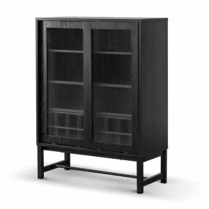 Ex Display - Maynard Black Bar Cabinet - Flute Glass Doors by Interior Secrets - AfterPay Available by Interior Secrets, a Cabinets, Chests for sale on Style Sourcebook