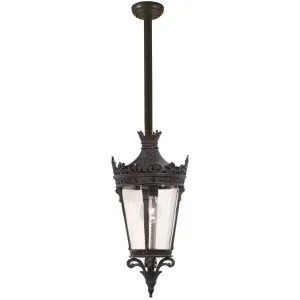 Crown Large Outdoor Rod Pendant Antique Bronze by Lighting Inspirations, a Pendant Lighting for sale on Style Sourcebook