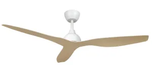 Claro Whisper 52" IP66 DC Coastal Ceiling Fan with Remote Control White and Light Oak by Claro, a Ceiling Fans for sale on Style Sourcebook