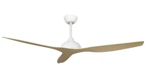 Claro Whisper 58" IP66 DC Coastal Ceiling Fan with Remote Control White and Light Oak by Claro, a Ceiling Fans for sale on Style Sourcebook