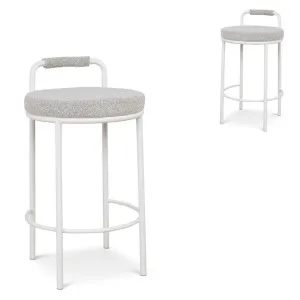 Set of 2 - Karimi 65cm White Bar Stool - Clay Grey by Interior Secrets - AfterPay Available by Interior Secrets, a Bar Stools for sale on Style Sourcebook