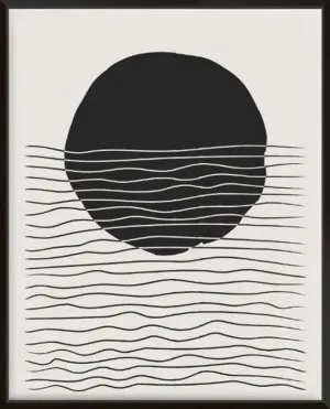 BLACK CIRCLE & HORIZONTAL WAVY LINES by null, a Prints for sale on Style Sourcebook