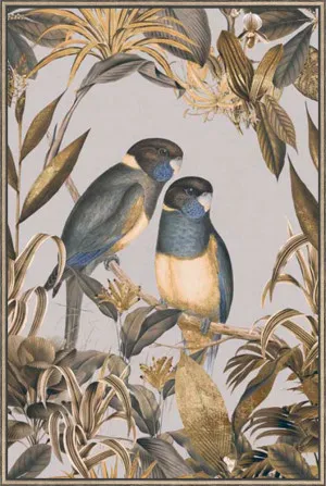 GOLDEN PARAKEETS EXOTIC ISLAND by null, a Prints for sale on Style Sourcebook