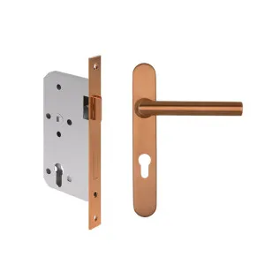 Davis Entry Door Handle & Lock Set - Brushed Copper by ABI Interiors Pty Ltd, a Door Hardware for sale on Style Sourcebook
