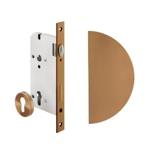 Imes Half Moon Entry Door Pull & Lock Set - Brushed Copper by ABI Interiors Pty Ltd, a Door Hardware for sale on Style Sourcebook