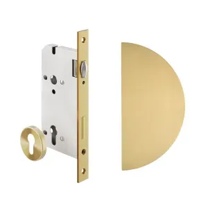 Imes Half Moon Entry Door Pull & Lock Set - Brushed Brass by ABI Interiors Pty Ltd, a Door Hardware for sale on Style Sourcebook