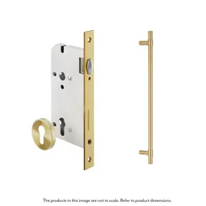 Modi Adjustable Entry Door Pull & Lock Set 600mm - Brushed Brass by ABI Interiors Pty Ltd, a Door Hardware for sale on Style Sourcebook