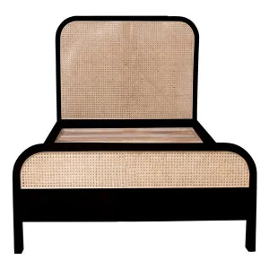 Willow Single Bed Frame in Mangowood Black / Rattan by OZ Design, a Beds & Bed Frames for sale on Style Sourcebook
