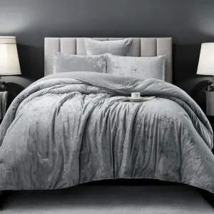 Morgan and Reid Silver Velvet Crushed Snuggle Fleece Comforter Set by null, a Quilts & Bedspreads for sale on Style Sourcebook