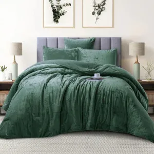 Morgan and Reid Sage Velvet Crushed Snuggle Fleece Comforter Set by null, a Quilts & Bedspreads for sale on Style Sourcebook