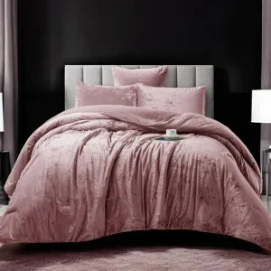 Morgan and Reid Shell Pink Velvet Crushed Snuggle Fleece Comforter Set by null, a Quilts & Bedspreads for sale on Style Sourcebook