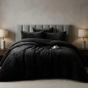 Morgan and Reid Black Velvet Crushed Snuggle Fleece Comforter Set by null, a Quilts & Bedspreads for sale on Style Sourcebook