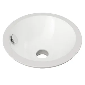 Mini Round Undermount Basin 260mm White Gloss by Timberline, a Basins for sale on Style Sourcebook