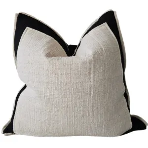 Dahlia Linen Cotton Cushion 55cm Square - Black | Natural by null, a Cushions, Decorative Pillows for sale on Style Sourcebook