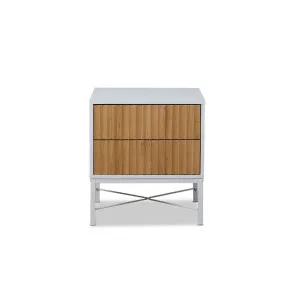 Nyla Bedside Table - White/Natural - Mocka by Mocka., a Side Table for sale on Style Sourcebook