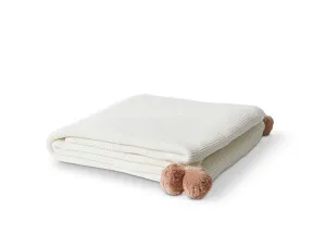 Priya Pompom Knit Throw - Ivory/Pink - Mocka by Mocka., a Throws for sale on Style Sourcebook