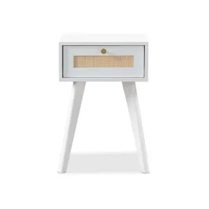 Georgia Bedside Table - White/Natural - Mocka by Mocka., a Side Table for sale on Style Sourcebook