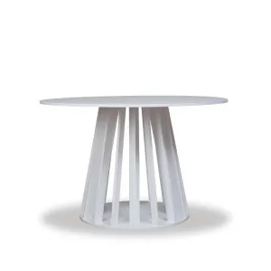 Rune Four Seater Slatted Round Dining Table - White - Mocka by Mocka., a Dining Tables for sale on Style Sourcebook