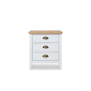 Hastings Three Drawer Bedside Table - White/Natural - Mocka by Mocka., a Dressers & Chests of Drawers for sale on Style Sourcebook