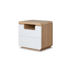 Rhodes Bedside Table - White/Natural - Mocka by Mocka., a Side Table for sale on Style Sourcebook