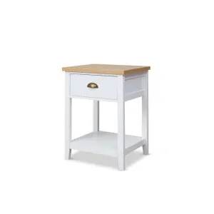 Hastings Bedside Table - White/Natural - Mocka by Mocka., a Side Table for sale on Style Sourcebook