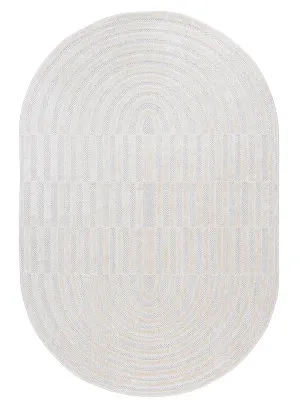 Orla Ivory Cream Striped Indoor Outdoor Oval Rug by Miss Amara, a Other Rugs for sale on Style Sourcebook