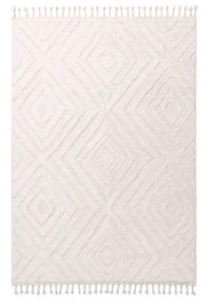 Elmira Ivory Cream Diamond Tribal Rug by Miss Amara, a Persian Rugs for sale on Style Sourcebook